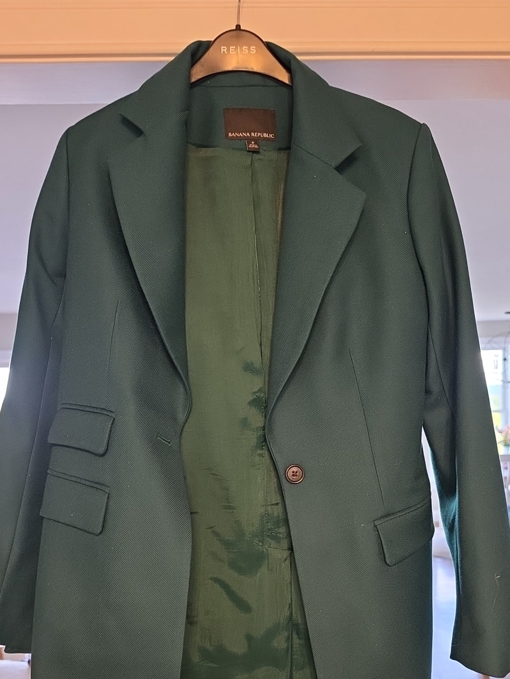 Banana Republic Men's Forest Green Single-Button Blazer